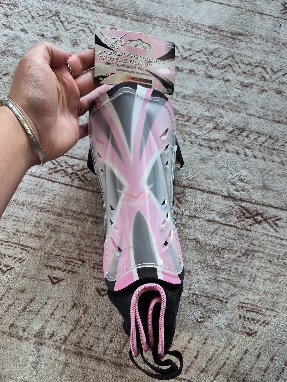 Kids Pink and Gray Soccer Shin Guards